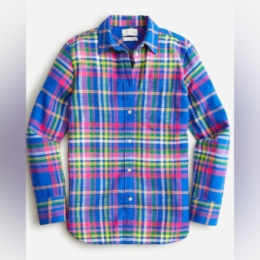 J Crew Classic-fit flannel shirt in colorful plaid